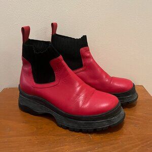 Staud Leather Red Ankle boots